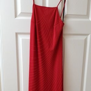 Red floor-length dress